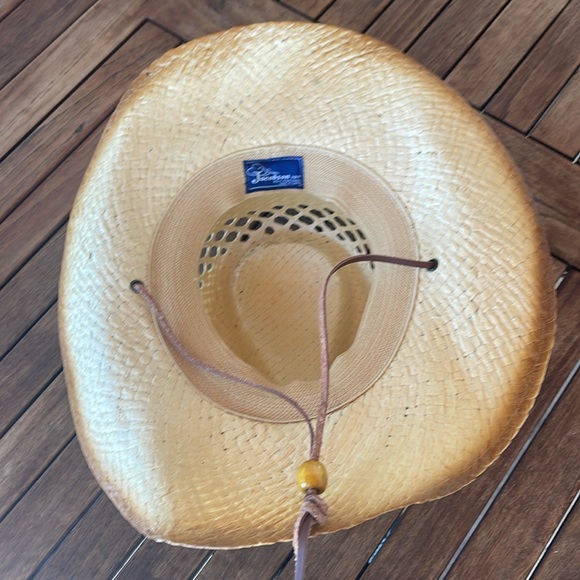 Cowgirl Cowboy hat.Jacobson.Shapeable,stiff .Butterfly accent,Beaded head band - Picture 5 of 12